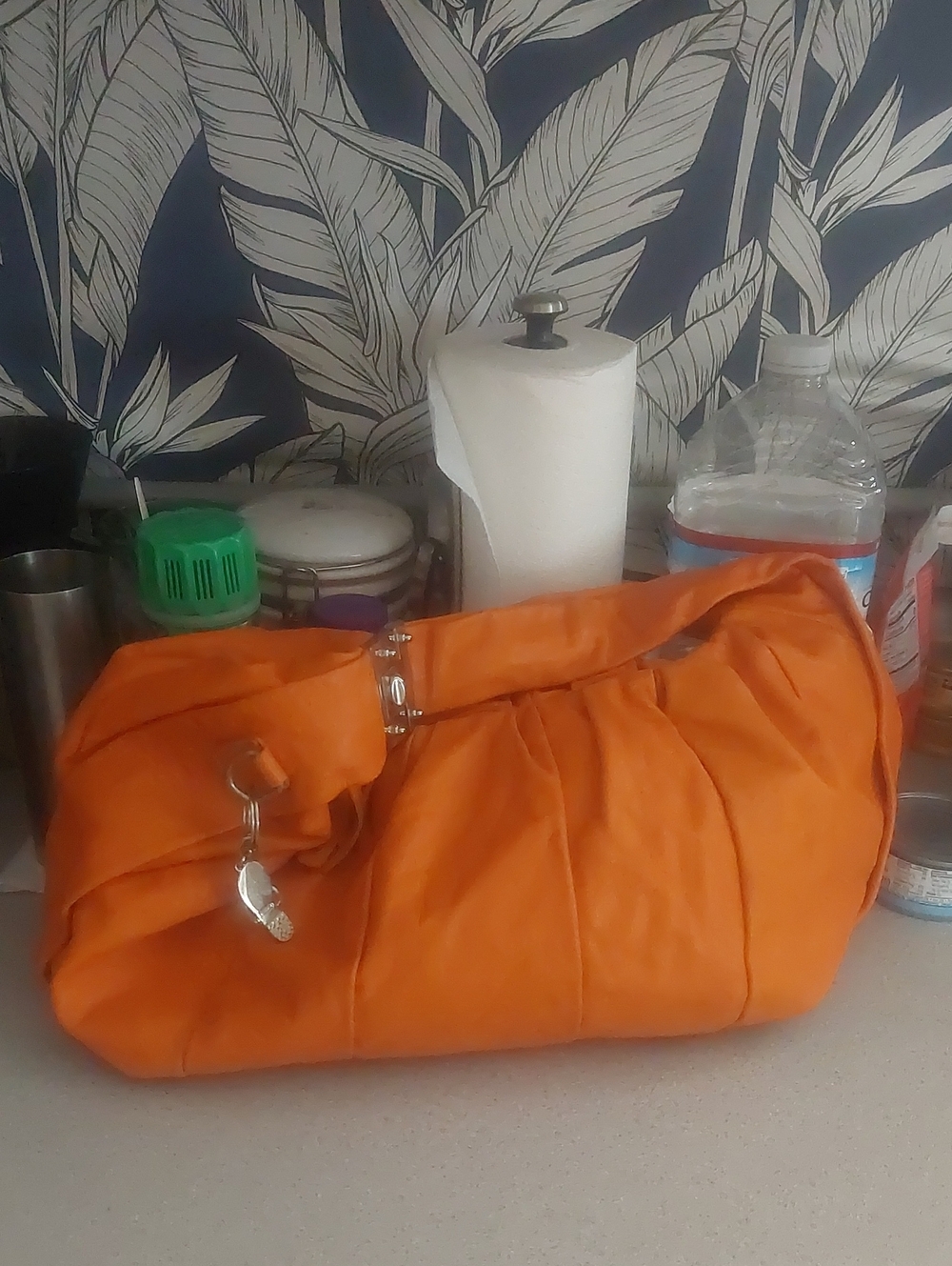 Orange Hobo Bag with Orange Strap Accent
